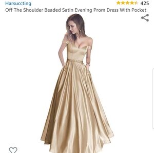 Champagne Formal Off The Shoulder Rinestone Belt With Added Padding On Chest